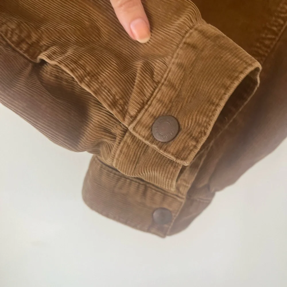 Vintage Abercrombie & Fitch Tan Brown Corduroy Trucker Jacket Sherpa Lined Coat - Picture 10 of 15
